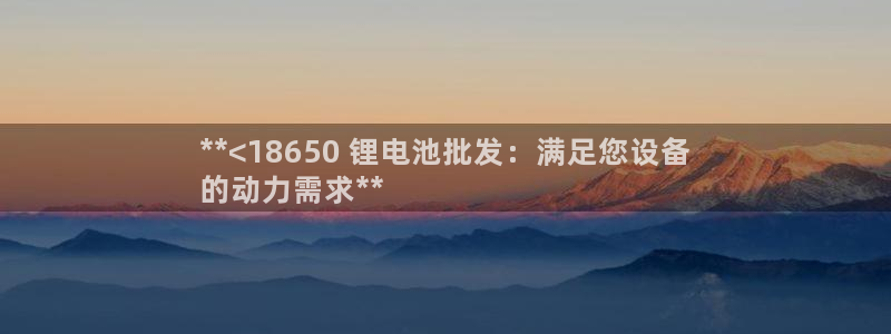 尊龙凯时 人生就是搏!平台：**<18650 锂电池批发：满足您设备
的动力需求**